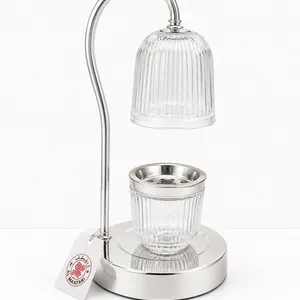 modern ribbed glass and chrome incense burner or candle warmer lamp by Al Maatari