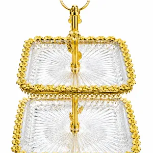 Golden two level serving tray