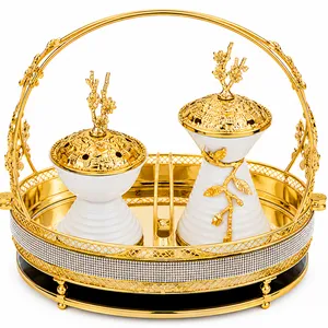 Luxury White & Gold Bukhoor Burner Set