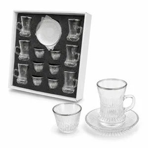 tea and coffee clear strips cups set of 18