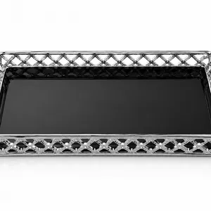 Tricune branded square mirrored vanity trays