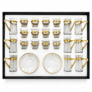 Luxury Glass Tea Cup Set with Gold Handles