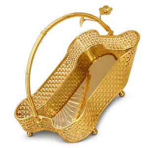 European style decorative golden metal serving tray
