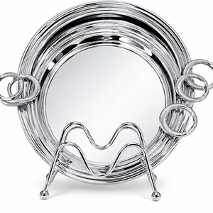 polished silver-plated circular tray 3 set