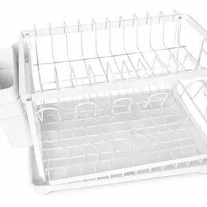 2-Tier plastic Kitchen Dish Drainer Rack