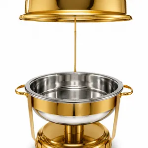 Stainless Steel Food Warmer  Golden Chafing Dishes Buffet Catering 6 liter