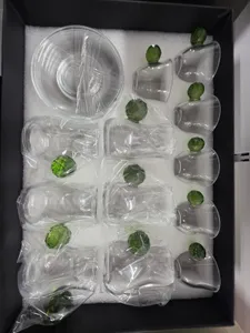 Glass1 Tea and Coffee Set Green 18 Pcs