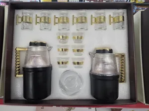 Thermos / and Glass Set Black Gold? 36 Pieces