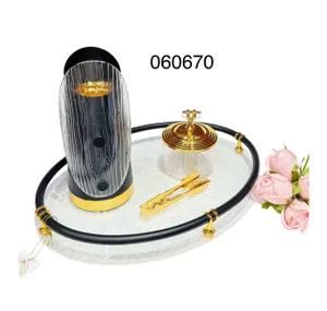 Tray- with Incense Burner Black 4 Pieces