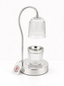 modern ribbed glass and chrome incense burner or candle warmer lamp by Al Maatari