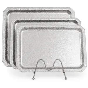 Winco silver rectangular textured acrylic trays