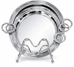 polished silver-plated circular tray 3 set